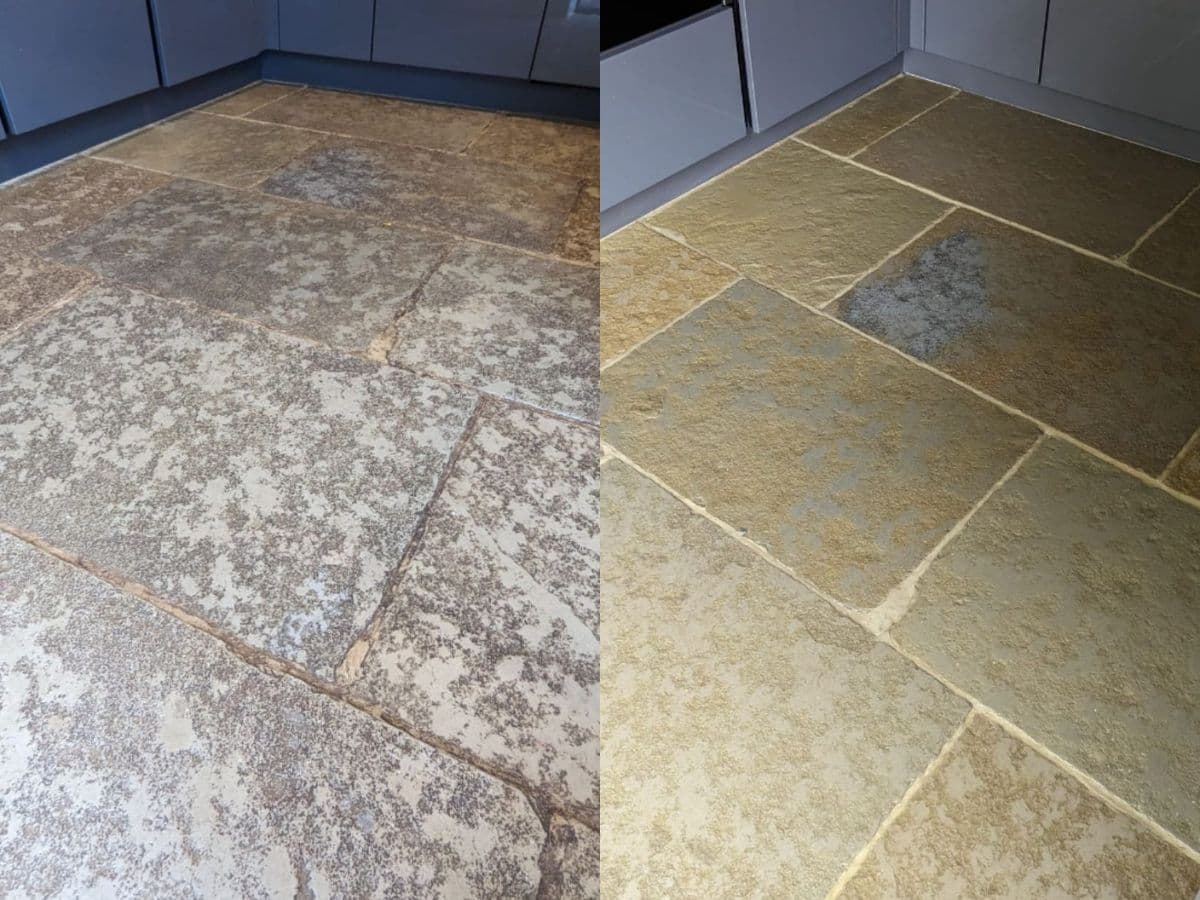 Restored tile floor after tile & grout cleaning